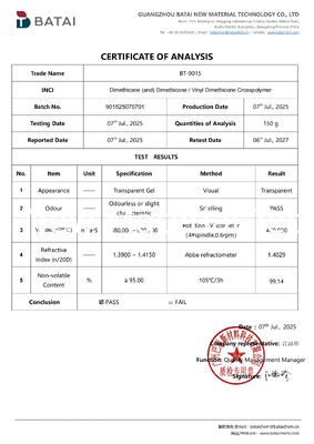 Hafif ve Yağsız Etkili Su Geçirmez Güneş Kremi İçin Kozmetik Sınıfı Dimetikon Çaprazpolimer