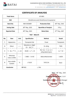 Düşük uçucu, çamursuz silikon elastomer jel dimetikon (ve) dimetikon çapraz polimer